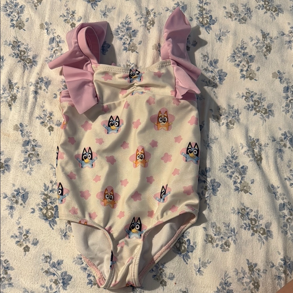 Cream and Pink Floral One Piece Swimsuit